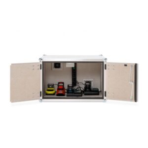 Armario de seguridad PE con 2 estanterías inox y cierre con llave Dim 600 x  470 x 850 mm (H) Cap. Ret: 20 l. Posibilidad de fijarlo a pared. (EMP155)